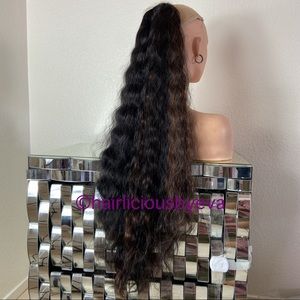 Ponytail hair extensions drawstring ombré
